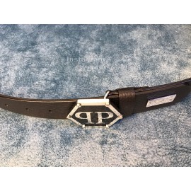 Philipp Plein Fashion Black Leather Pp Buckle Belt For Men