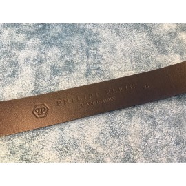 Philipp Plein Fashion Black Leather Pp Buckle Belt For Men