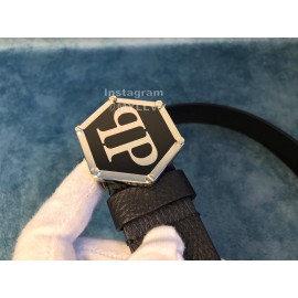 Philipp Plein Fashion Black Leather Pp Buckle Belt For Men