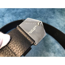 Philipp Plein Fashion Black Leather Pp Buckle Belt For Men