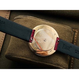 Piaget An Factory Diamond Case Leather Strap Watch Wine Red