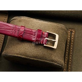 Piaget An Factory Diamond Case Leather Strap Watch Wine Red