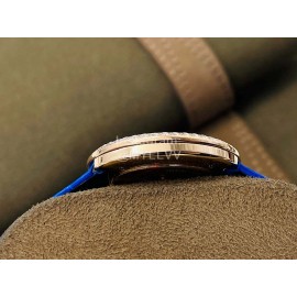 Piaget An Factory Diamond Case Leather Strap Watch Blue