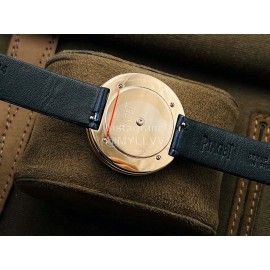 Piaget An Factory Diamond Case Leather Strap Watch Blue