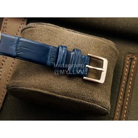 Piaget An Factory Diamond Case Leather Strap Watch Blue