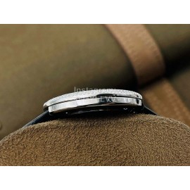 Piaget An Factory Diamond Case Leather Strap Watch Black