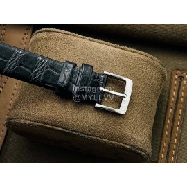 Piaget An Factory Diamond Case Leather Strap Watch Black