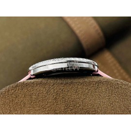 Piaget An Factory Diamond Case Leather Strap Watch Pink