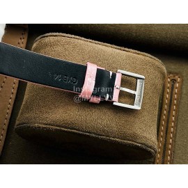 Piaget An Factory Diamond Case Leather Strap Watch Pink