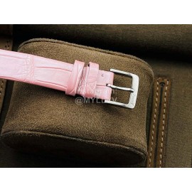 Piaget An Factory Diamond Case Leather Strap Watch Pink