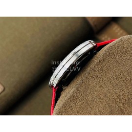 Piaget An Factory Diamond Case Red Leather Strap Watch