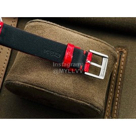 Piaget An Factory Diamond Case Red Leather Strap Watch