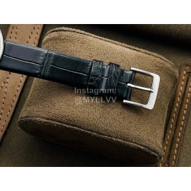 Piaget An Factory 34mm Dial Leather Strap Watch Black