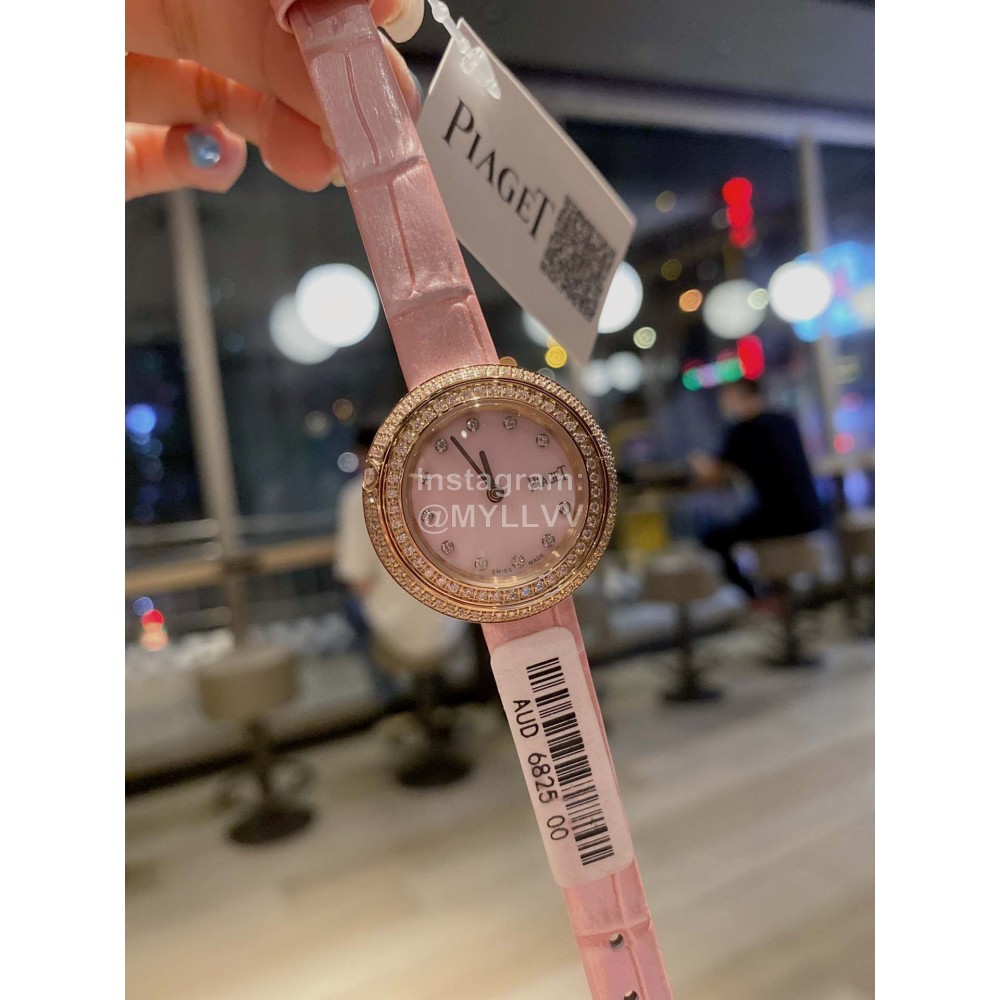 Piaget Possession Sapphire Crystal Glass Pink Strap Quartz Watch 