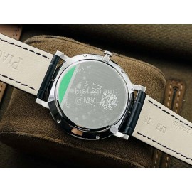 Piaget Pg Factory 38mm Dial Leather Strap Watch Silver