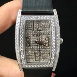 Piaget Limelight Diamond Dial Black Strap Watch 