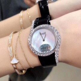 Piaget Limelight Gala Diamond Leather Strap Watch Black