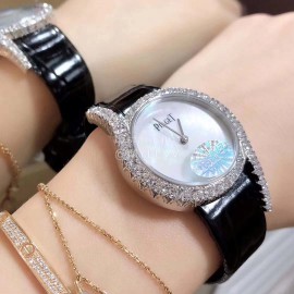 Piaget Limelight Gala Diamond Leather Strap Watch Black