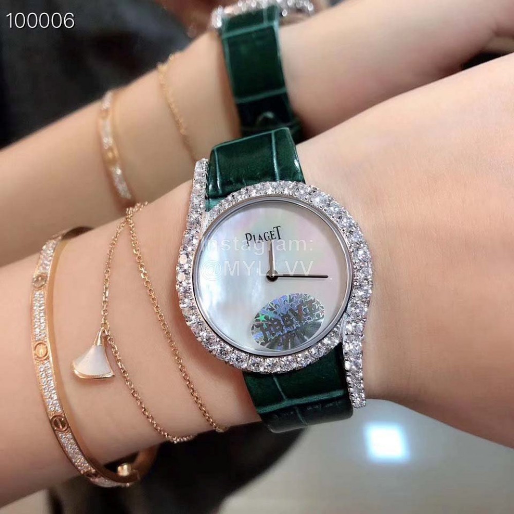 Piaget Limelight Gala Diamond Leather Strap Watch Green