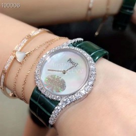 Piaget Limelight Gala Diamond Leather Strap Watch Green