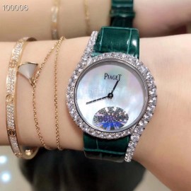 Piaget Limelight Gala Diamond Leather Strap Watch Green