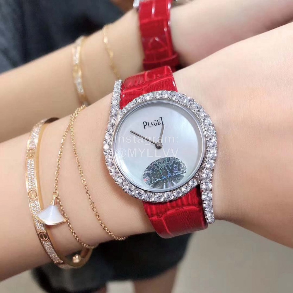 Piaget Limelight Gala Diamond Leather Strap Watch Red