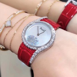 Piaget Limelight Gala Diamond Leather Strap Watch Red