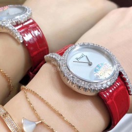 Piaget Limelight Gala Diamond Leather Strap Watch Red