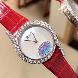 Piaget Limelight Gala Diamond Leather Strap Watch Red