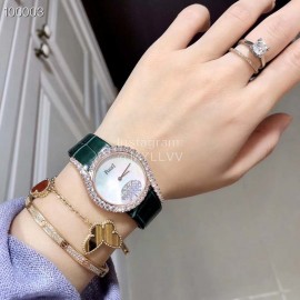 Piaget Limelight Gala Diamond Green Leather Strap Watch