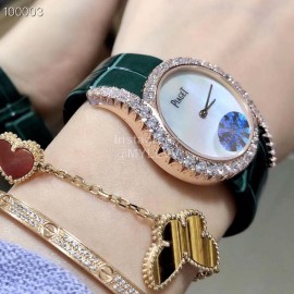 Piaget Limelight Gala Diamond Green Leather Strap Watch