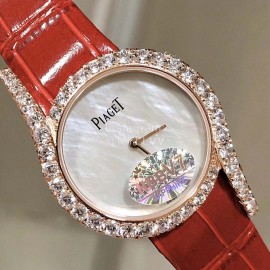 Piaget Limelight Gala Diamond Red Leather Strap Watch
