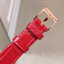 Piaget Limelight Gala Diamond Red Leather Strap Watch