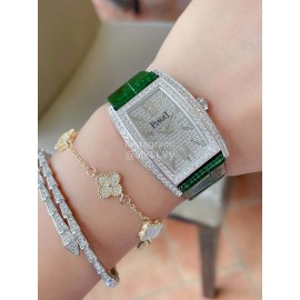 Piaget 316l Steel Case Diamond Dial Watch Silver