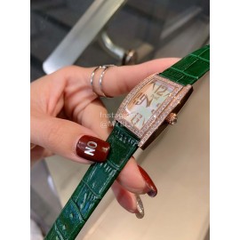 Piaget 316l Steel Case Green Strap Watch For Women