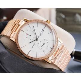 Piaget Altiplano Sapphire Crystal Steel Strap Watch Rose Gold