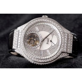 Piaget Leather Strap 46mm Dial Watch Silver