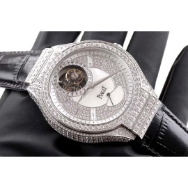 Piaget Leather Strap 46mm Dial Watch Silver