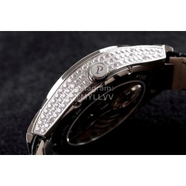 Piaget Leather Strap 46mm Dial Watch Silver