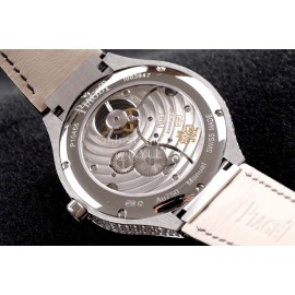 Piaget Leather Strap 46mm Dial Watch Silver