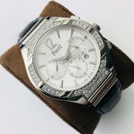 Piaget 43mm Dial Diamond Multifunctional Watch Silver