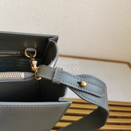 Prada Calfskin Double Handle Gold Plated Hardware Messenger Bag For Women Gray 1ba153