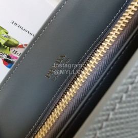 Prada Calfskin Double Handle Gold Plated Hardware Messenger Bag For Women Gray 1ba153