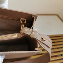 Prada Calfskin Double Handle Gold Plated Hardware Messenger Bag For Women Apricot 1ba153