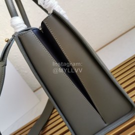 Prada Calfskin Double Handle Gold Plated Hardware Gray Messenger Bag For Women 1ba153