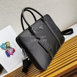 Prada Nylon Leather Handle Elegant Business Briefcase For Men 2ve891