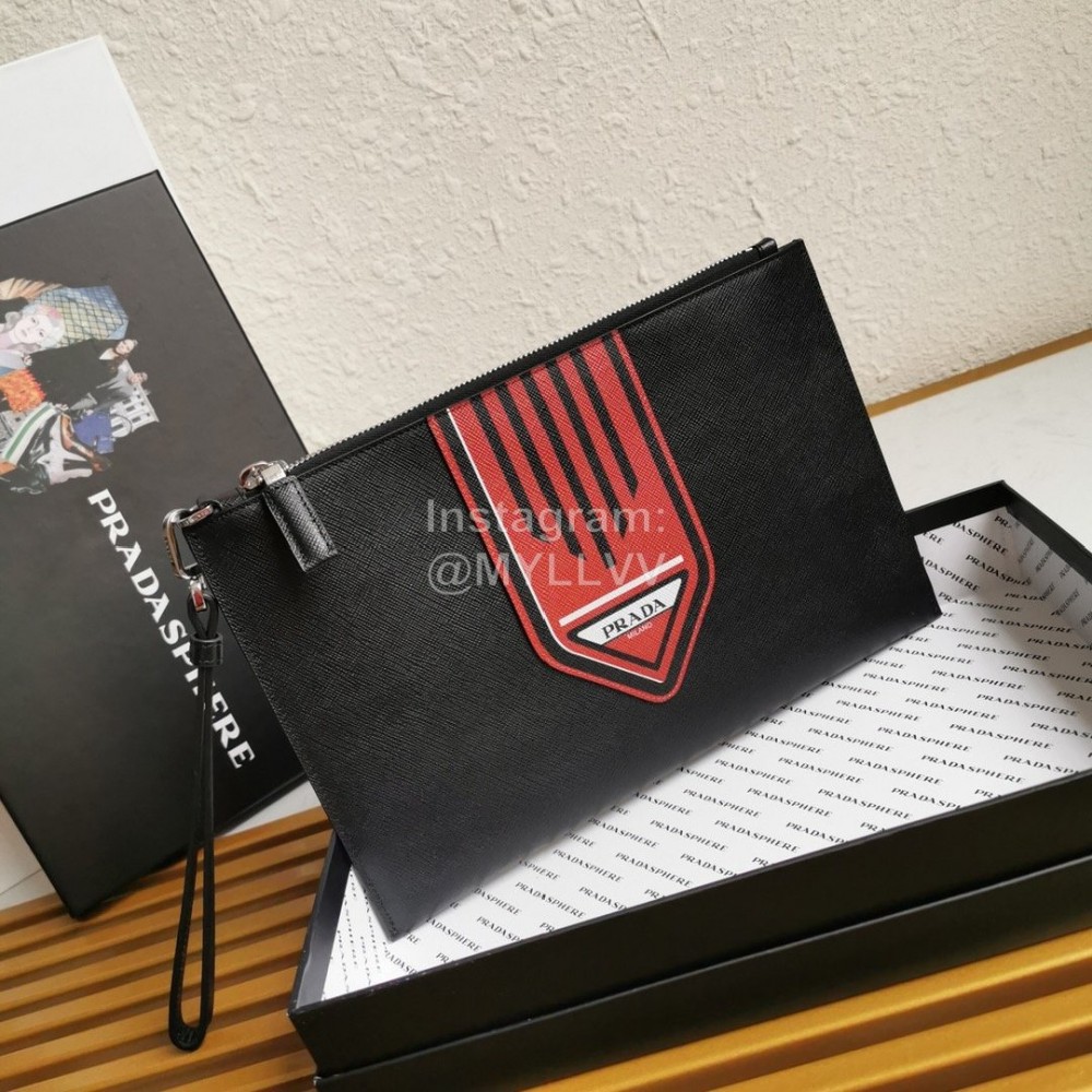 Prada Cross Grain Cowhide Exquisite Fashion Handbag Red 2ng005