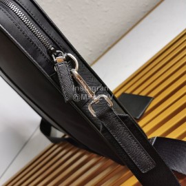 Prada Nylon Leather Exquisite Workmanship Black Business Briefcase 2ve368