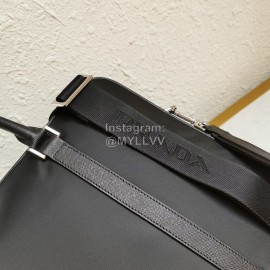 Prada Nylon Leather Exquisite Workmanship Black Business Briefcase 2ve368