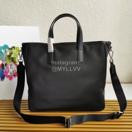 Prada New Large Nylon Leather Tote Bag Shopping Bag For Men Black 2vg064